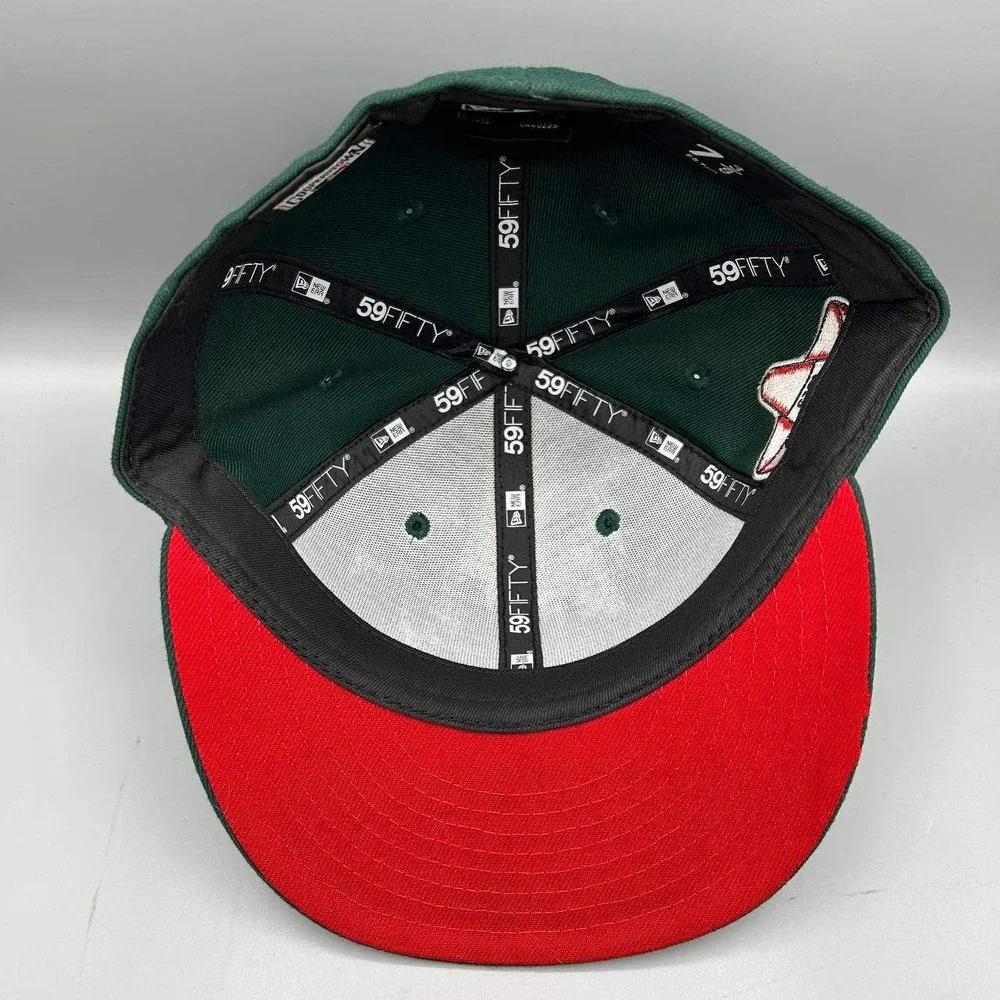 Los Angeles LA Dodgers Hat Men‎ 7 3/8 Green Red 59Fifty New Era MLB Fitted Cap